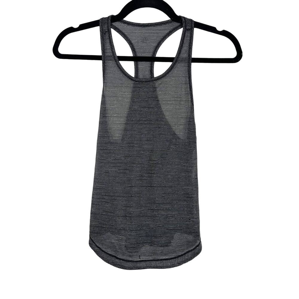 Lululemon Womens 2 Heathered Black Gray Long Distance Racerback Tank Scoop Neck